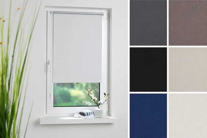 ourdeco® Klemmfix-Rollo | verdunkelnd | Thermo-Beschichtung | ohne Bohren | verschiedene Farben und Größen