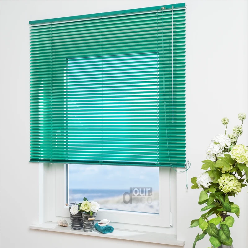 ourdeco® Aluminium-Jalousie, 220 cm Länge - speziell für Türen, viele Farben und Breiten, Montage an Wand oder Decke