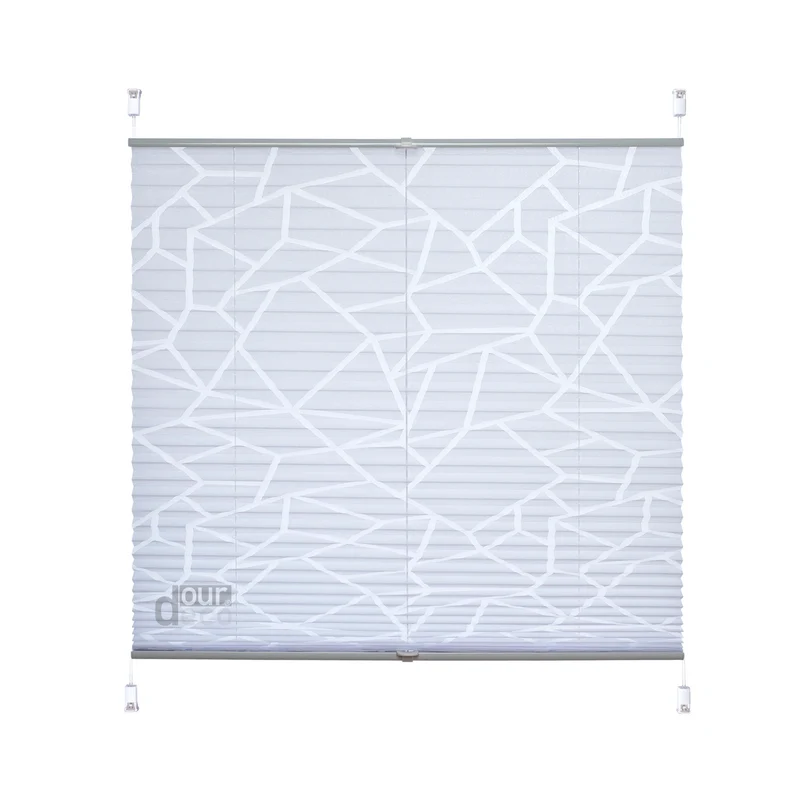 ourdeco® Klemmfix Plissee Ausbrenner, dekorative, moderne Stile - Waitara, Blatt, Symphonie und Blume, Montage mit Klemmträgern ohne Bohren