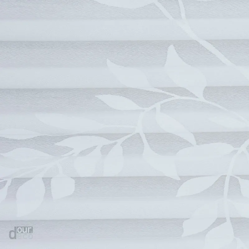ourdeco® Klemmfix Plissee Ausbrenner, dekorative, moderne Stile - Waitara, Blatt, Symphonie und Blume, Montage mit Klemmträgern ohne Bohren