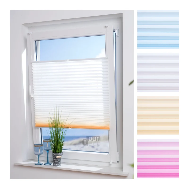 ourdeco® Klemmfix Plissee ohne Bohren Farbverlauf