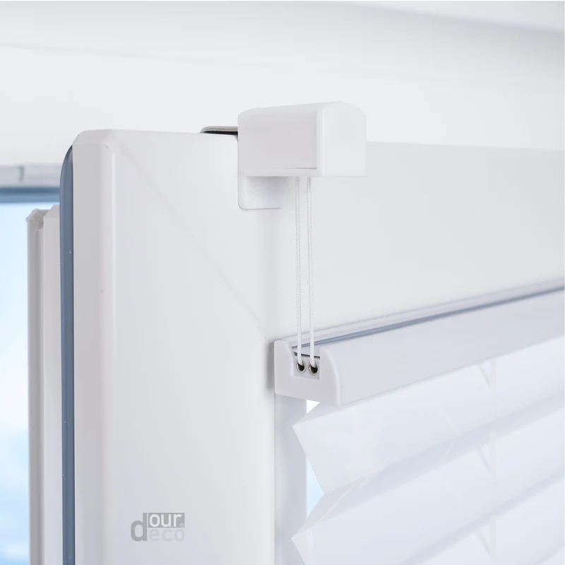 ourdeco® Klemmfix Plissee ohne Bohren für Fenster oder Türen Druckmotiv Ranke weiß | grau