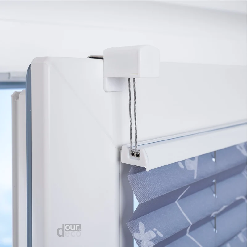 ourdeco® Klemmfix Plissee ohne Bohren für Fenster oder Türen Druckmotiv Ranke weiß | grau