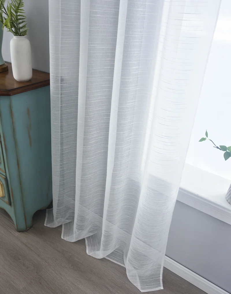 2er Set Gardinen »Dresden« Ösen HxB 245x135 cm Natur Raffhalter filigran leicht modern elegant Linienmuster 202440-2