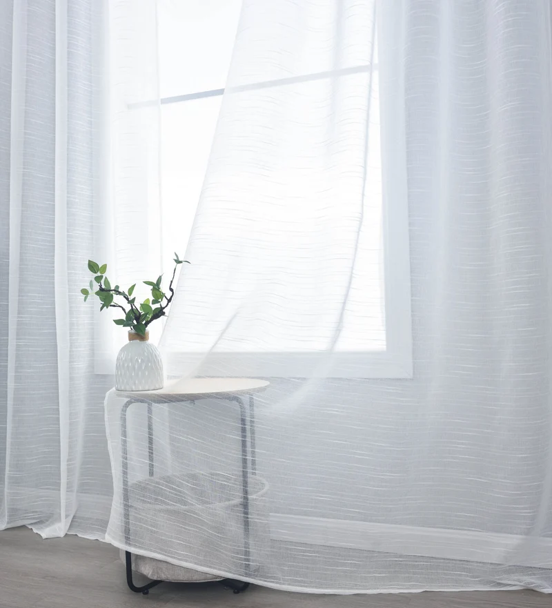 2er Set Gardinen »Dresden« Ösen HxB 245x135 cm Natur Raffhalter filigran leicht modern elegant Linienmuster 202440-2