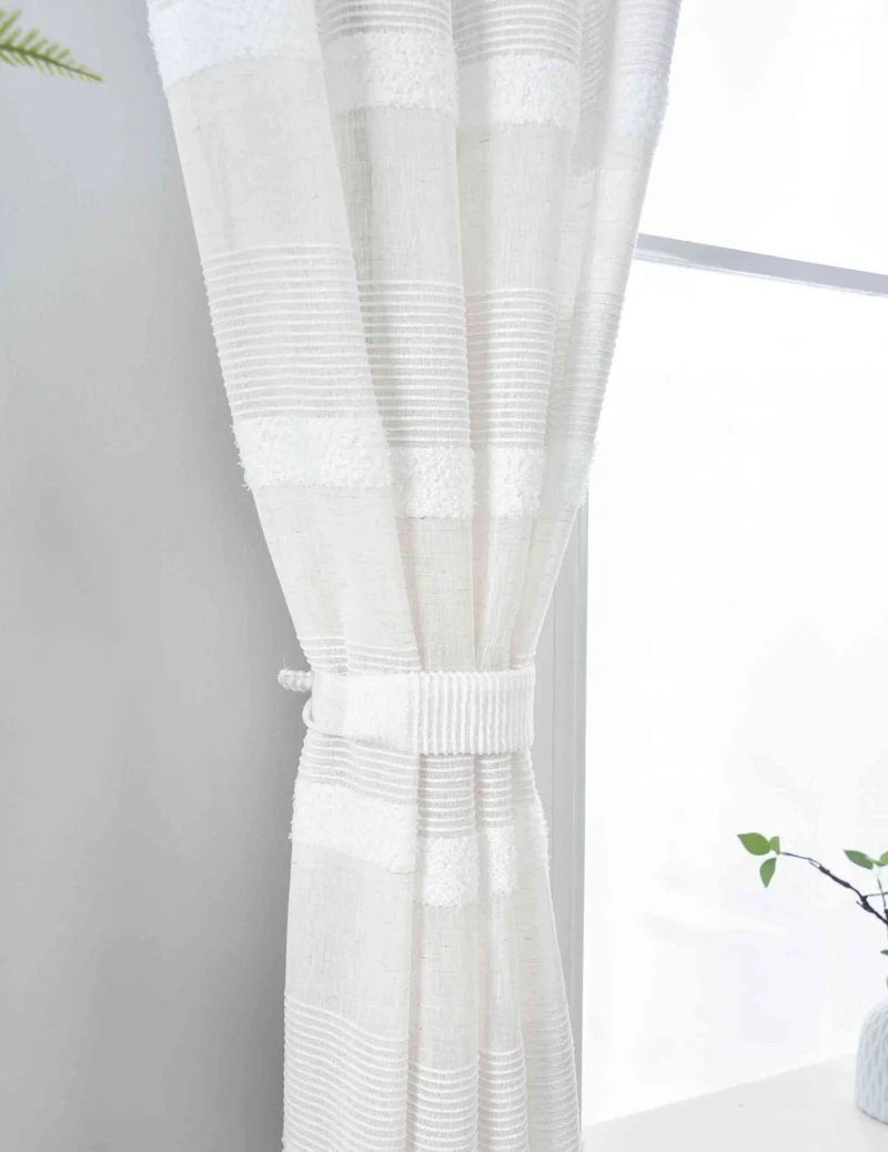 Halbtransparente Gardine mit Ösen HxB 245x140 cm Natur Meliert »Halle« Chenille Leinenbindung Lichtdurchlässig Halbtransparent 202480