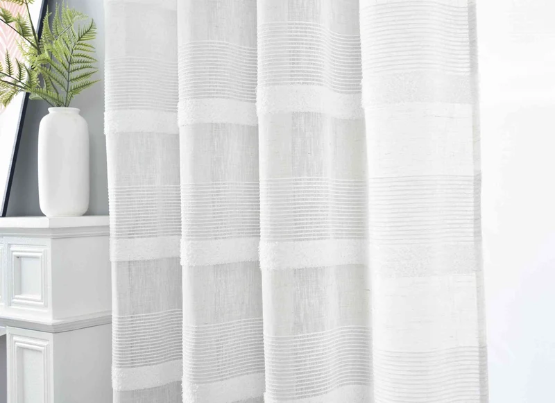 Halbtransparente Gardine mit Ösen HxB 245x140 cm Natur Meliert »Halle« Chenille Leinenbindung Lichtdurchlässig Halbtransparent 202480