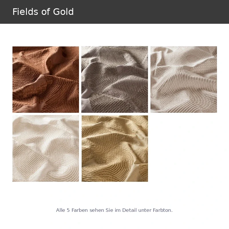 Fields of Gold – bestickter Leinenvorhang Design nach Maß mit luxuriösem geometrischem 3D-Design