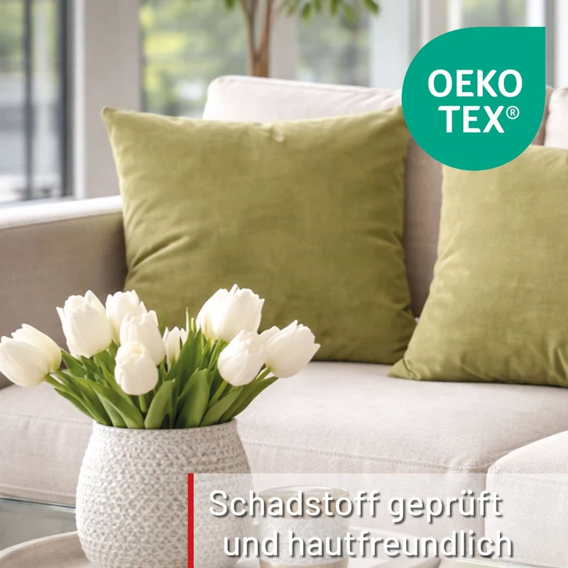 Dekokissen Uni Grün 45x45 cm mit Füllung | OEKO-TEX®