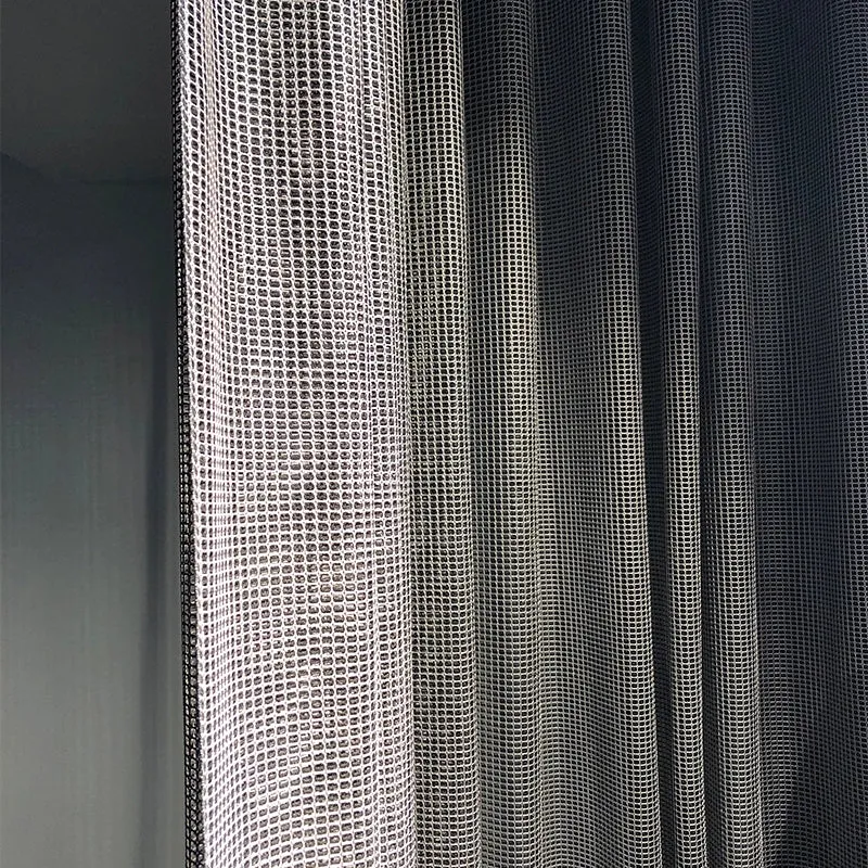 Knit – eleganter Design-Vorhang nach Maß in moderner Netzoptik Architektur halbtransparent
