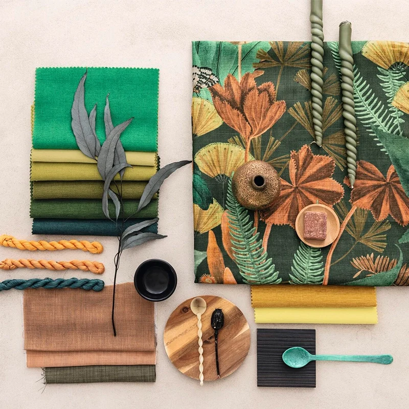 Sweet Destiny – Design Vorhang nach Maß mit großflächigem Blumen- und Blattdesign