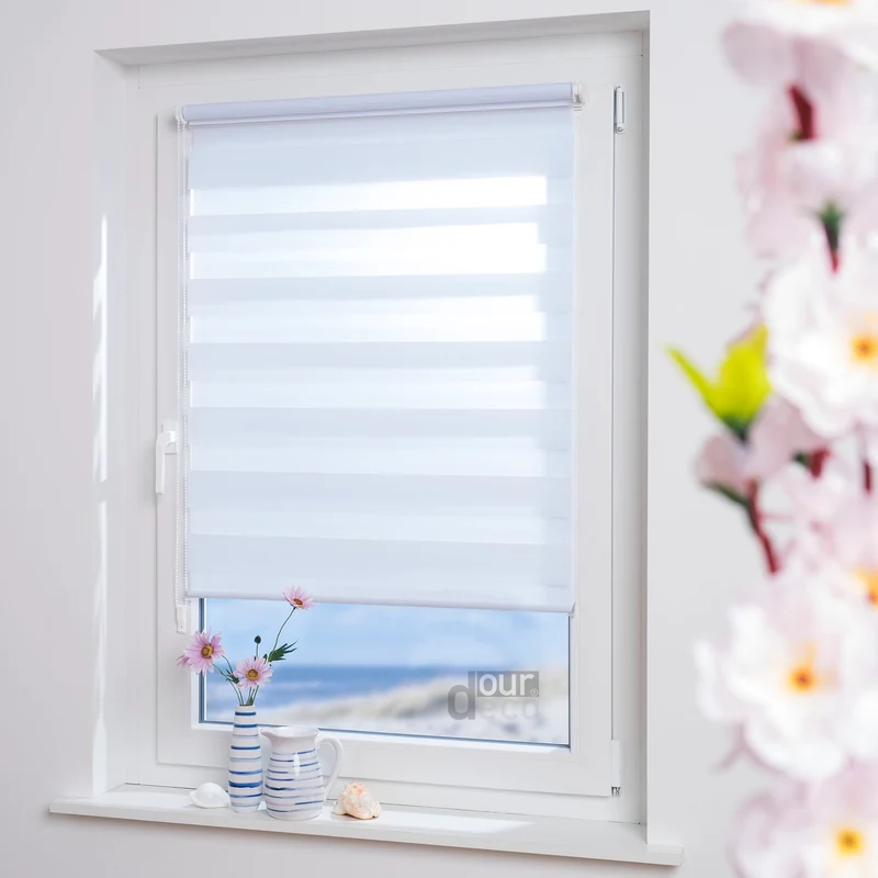 ourdeco® Doppel-Rollo Uni, Duo-Rollo, lichtdurchlässig, blickdicht, Montage ohne Bohren, viele Farben und Größen