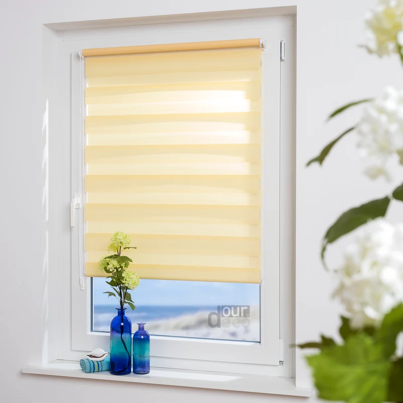 ourdeco® Doppel-Rollo Uni, Duo-Rollo, lichtdurchlässig, blickdicht, Montage ohne Bohren, viele Farben und Größen
