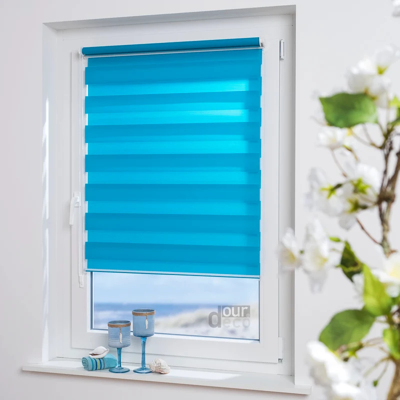 ourdeco® Doppel-Rollo Uni, Duo-Rollo, lichtdurchlässig, blickdicht, Montage ohne Bohren, viele Farben und Größen