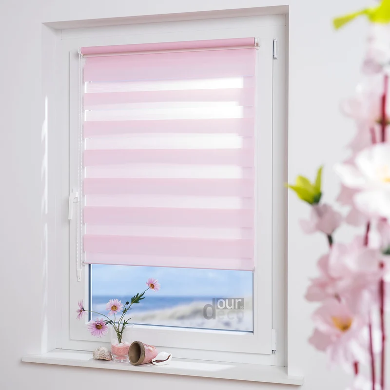 ourdeco® Doppel-Rollo Uni, Duo-Rollo, lichtdurchlässig, blickdicht, Montage ohne Bohren, viele Farben und Größen