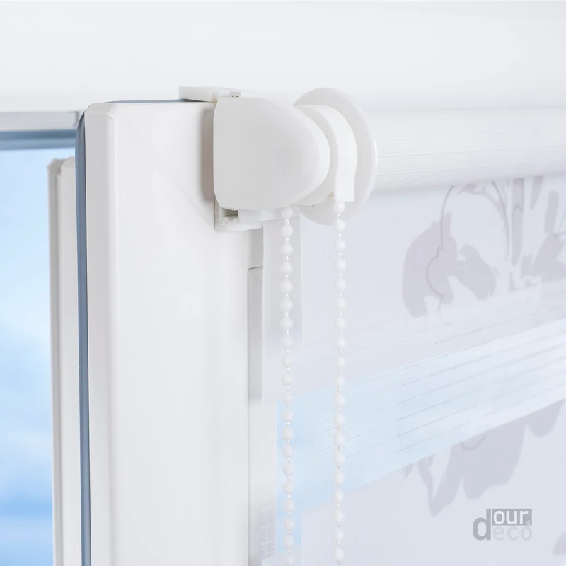 ourdeco® Doppel-Rollo Druckmotiv Blume oder Aster, Duo-Rollo, lichtdurchlässig, blickdicht, Montage ohne Bohren, verschiedene Größen