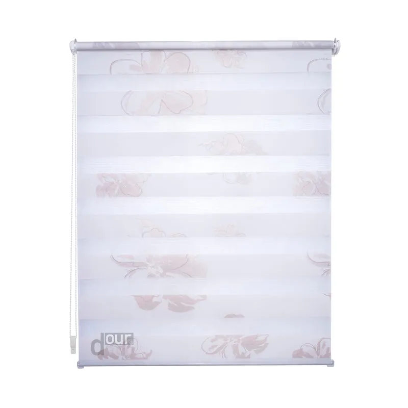 ourdeco® Doppel-Rollo Druckmotiv Blume oder Aster, Duo-Rollo, lichtdurchlässig, blickdicht, Montage ohne Bohren, verschiedene Größen