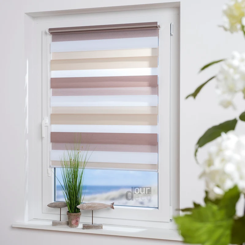 ourdeco® Doppel-Rollo Streifen und Farbverlauf, Duo-Rollo, lichtdurchlässig, blickdicht, Montage ohne Bohren, verschiedene Größen