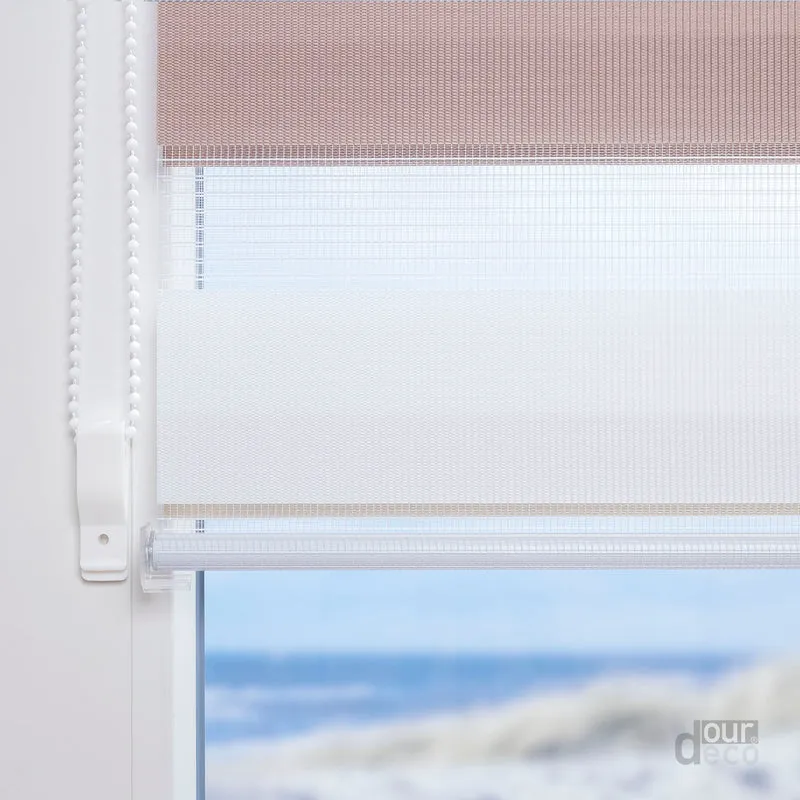 ourdeco® Doppel-Rollo Streifen und Farbverlauf, Duo-Rollo, lichtdurchlässig, blickdicht, Montage ohne Bohren, verschiedene Größen