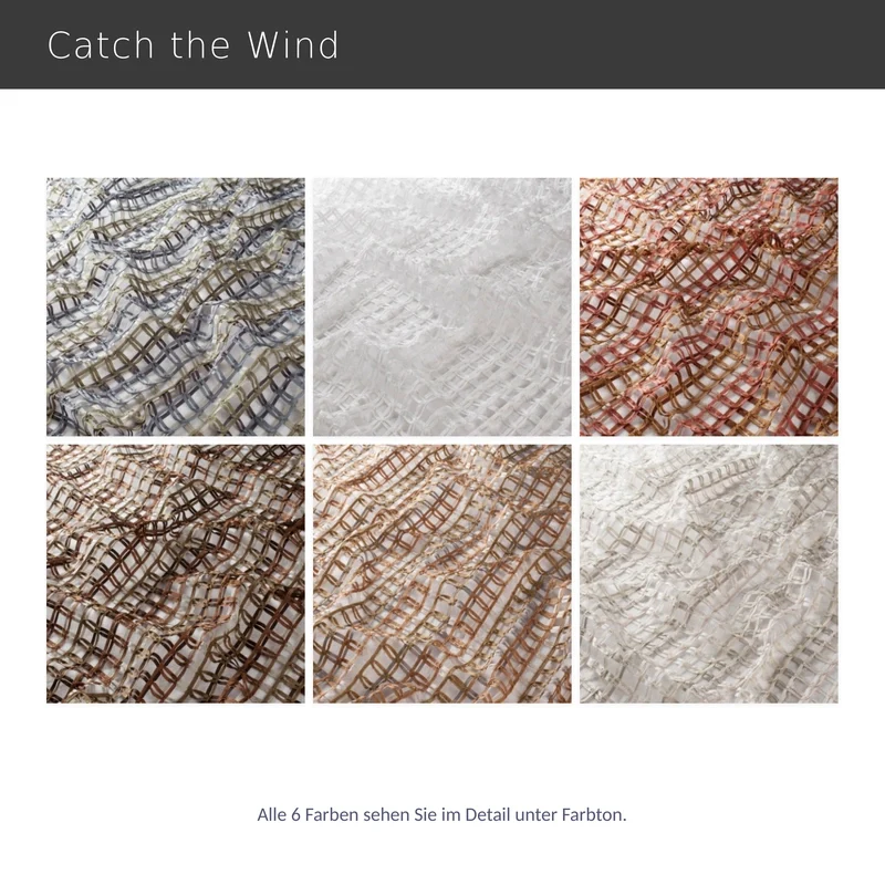 Catch the Wind – transparenter Design-Vorhang nach Maß mit filigraner Gitterstickerei