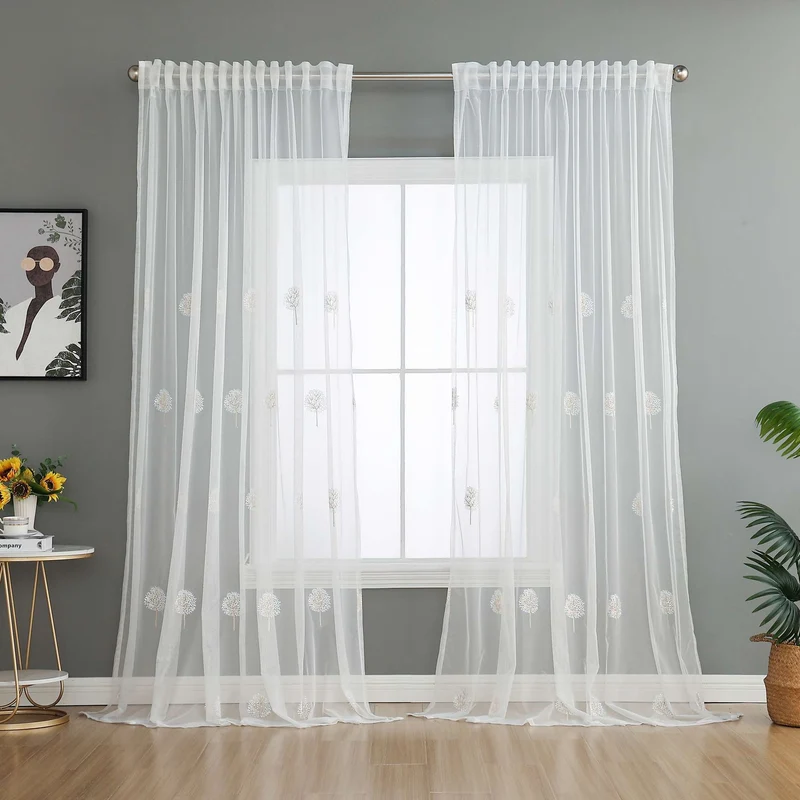 Gardine Raschel Stickerei Design »Florenz« Multiband für Gardinenschiene und Gardinenstange Elegante Fensterdekoration 2023200