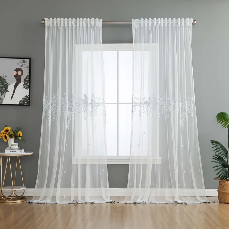 Gardine Raschel Stickerei Design »Florenz« Multiband für Gardinenschiene und Gardinenstange Elegante Fensterdekoration 2023200