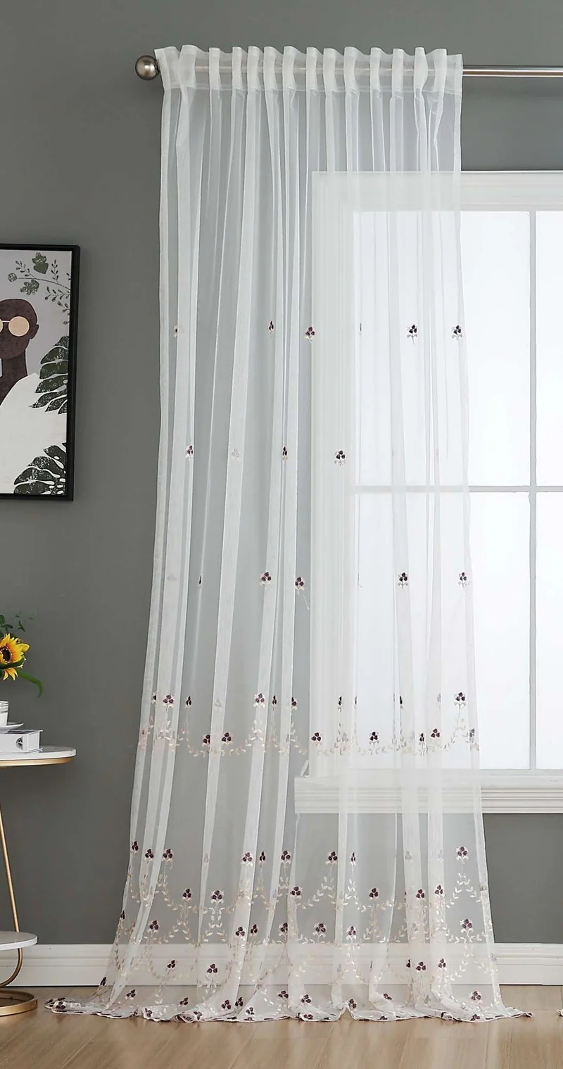 Gardine Raschel Stickerei Design »Florenz« Multiband für Gardinenschiene und Gardinenstange Elegante Fensterdekoration 2023200
