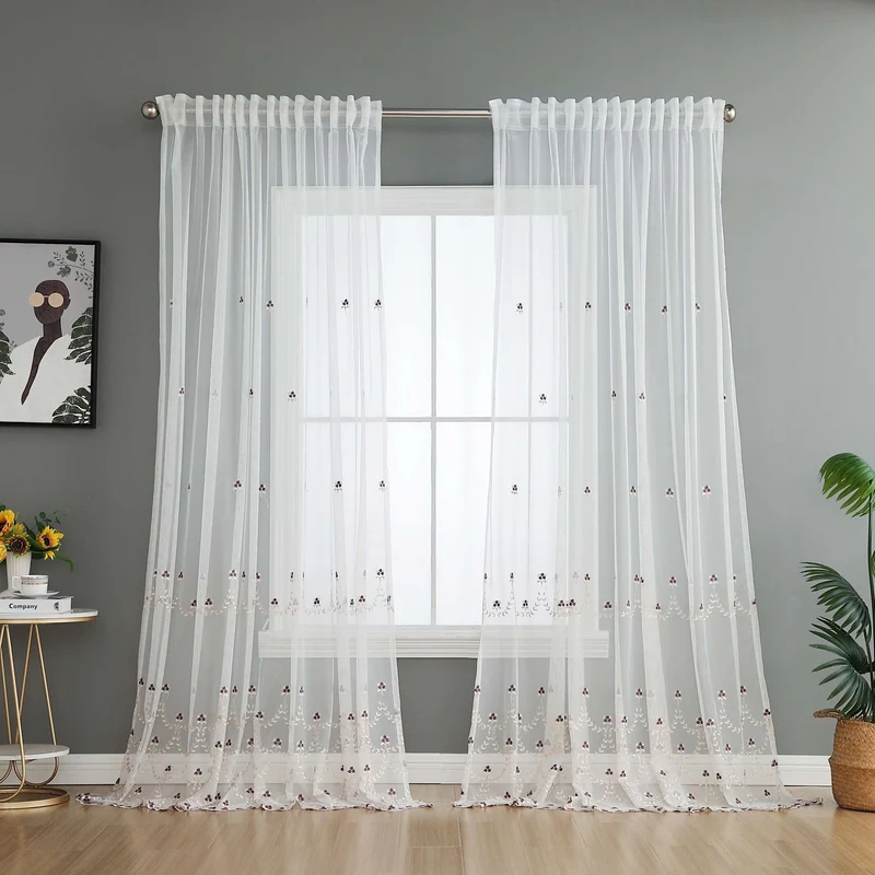 Gardine Raschel Stickerei Design »Florenz« Multiband für Gardinenschiene und Gardinenstange Elegante Fensterdekoration 2023200