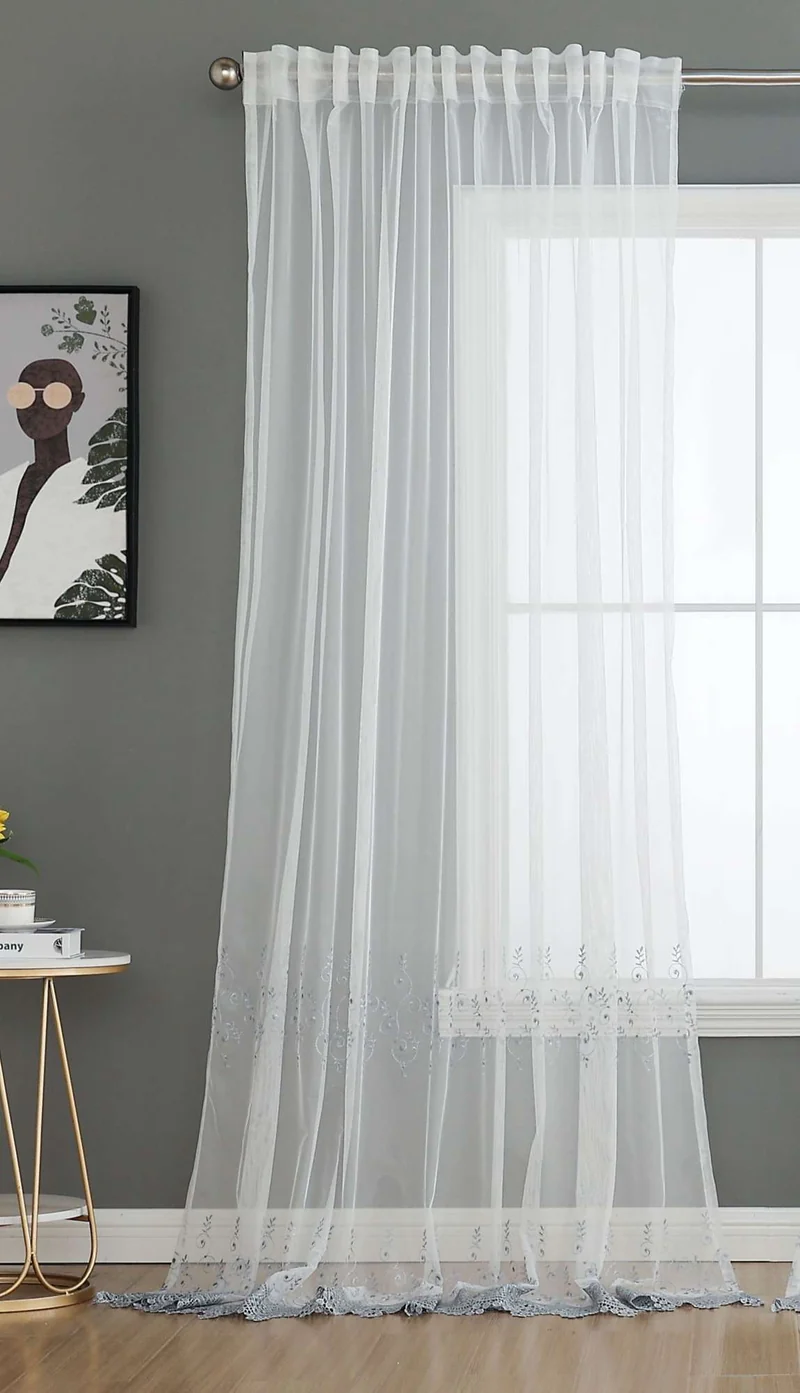 Gardine Raschel Stickerei Design »Florenz« Multiband für Gardinenschiene und Gardinenstange Elegante Fensterdekoration 2023200
