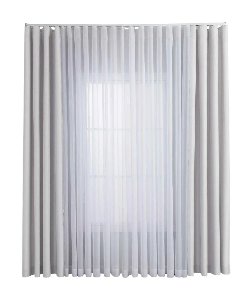 Gardinen-Set 3-teilig L Wien« | 2 Vorhänge Leinenoptik HxB 245x300 cm und 1 Voile Batist Store HxB 245x300 cm Weiß 1:2 Wellenband 2025100-110S3