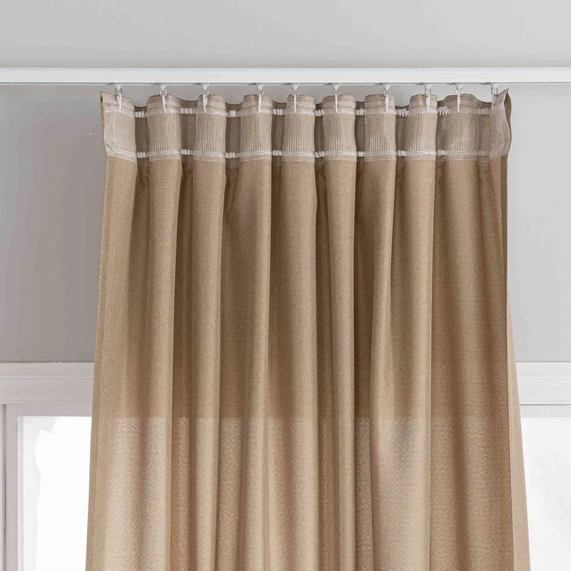 Gardinen-Set 3-teilig L Wien« | 2 Vorhänge Leinenoptik HxB 245x300 cm und 1 Voile Batist Store HxB 245x300 cm Weiß 1:2 Wellenband 2025100-110S3
