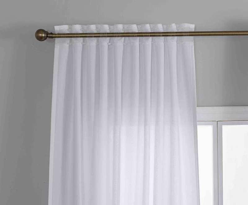 Gardinen-Set 3-teilig M Wien« | 2 Vorhänge Leinenoptik HxB 245x145 cm und 1 Voile Batist Store HxB 245x600 cm Weiß 1:2 Wellenband 2025100-110S2