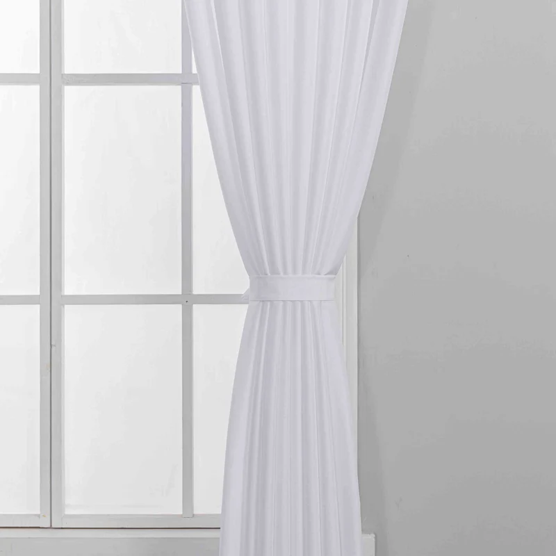 Gardinen-Set 3-teilig M Wien« | 2 Vorhänge Leinenoptik HxB 245x145 cm und 1 Voile Batist Store HxB 245x600 cm Weiß 1:2 Wellenband 2025100-110S2