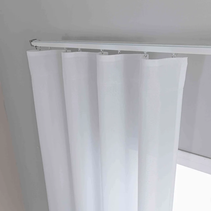 Gardinen-Set 3-teilig S Wien« | 2 Vorhänge Leinenoptik HxB 245x145 cm und 1 Voile Batist Store HxB 245x300 cm Weiß 1:2 Wellenband 2025100-110S1