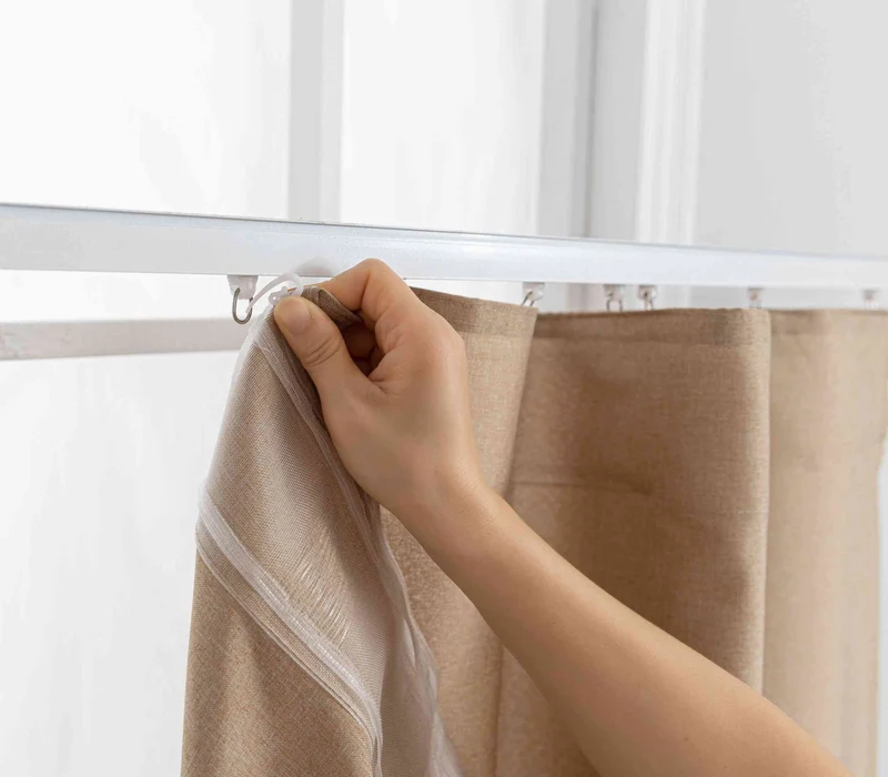 Gardinen-Set 3-teilig S Wien« | 2 Vorhänge Leinenoptik HxB 245x145 cm und 1 Voile Batist Store HxB 245x300 cm Weiß 1:2 Wellenband 2025100-110S1