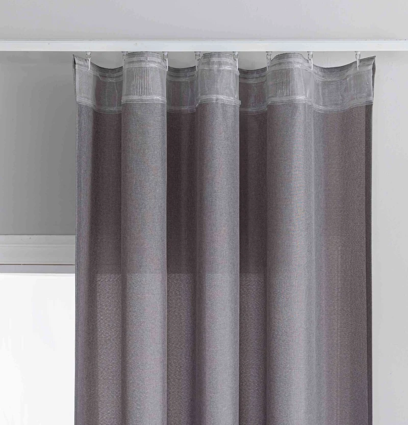 Gardinen-Set 3-teilig S Wien« | 2 Vorhänge Leinenoptik HxB 245x145 cm und 1 Voile Batist Store HxB 245x300 cm Weiß 1:2 Wellenband 2025100-110S1