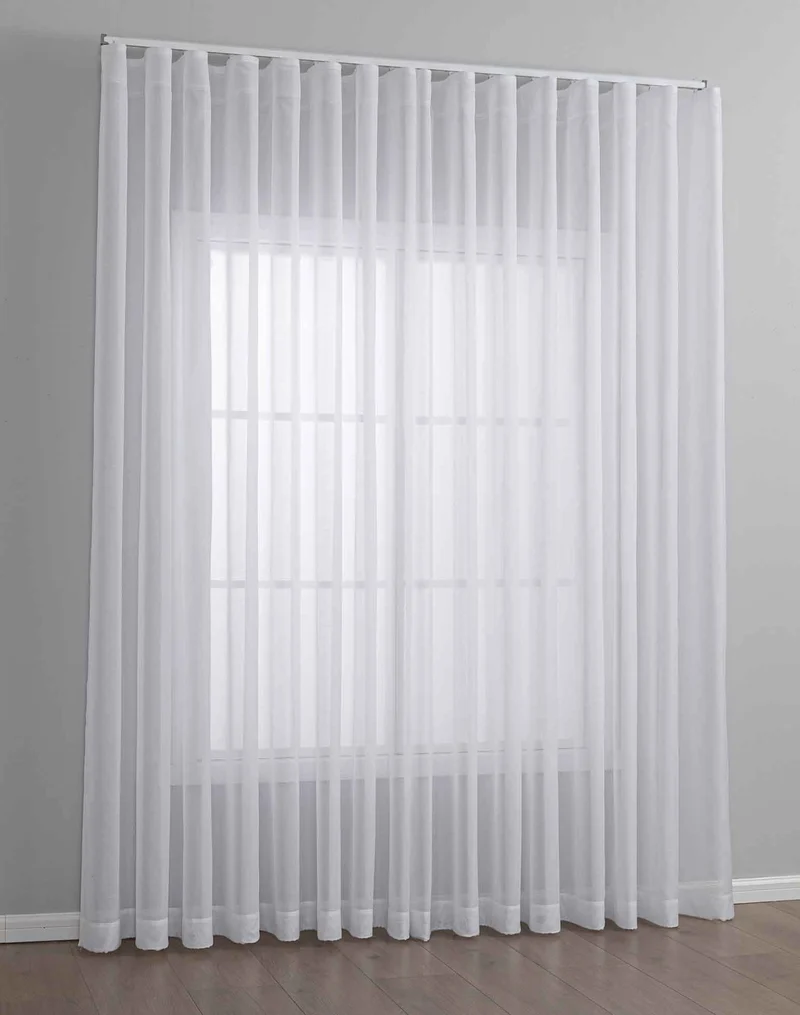 2er Set Gardinen Voile Batist mit Wellenband »Wien« 1:2 Wellenband Bleibandabschluß Knitterarm Wellenfall 2025100-2