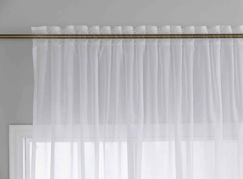 2er Set Gardinen Voile Batist mit Wellenband »Wien« 1:2 Wellenband Bleibandabschluß Knitterarm Wellenfall 2025100-2