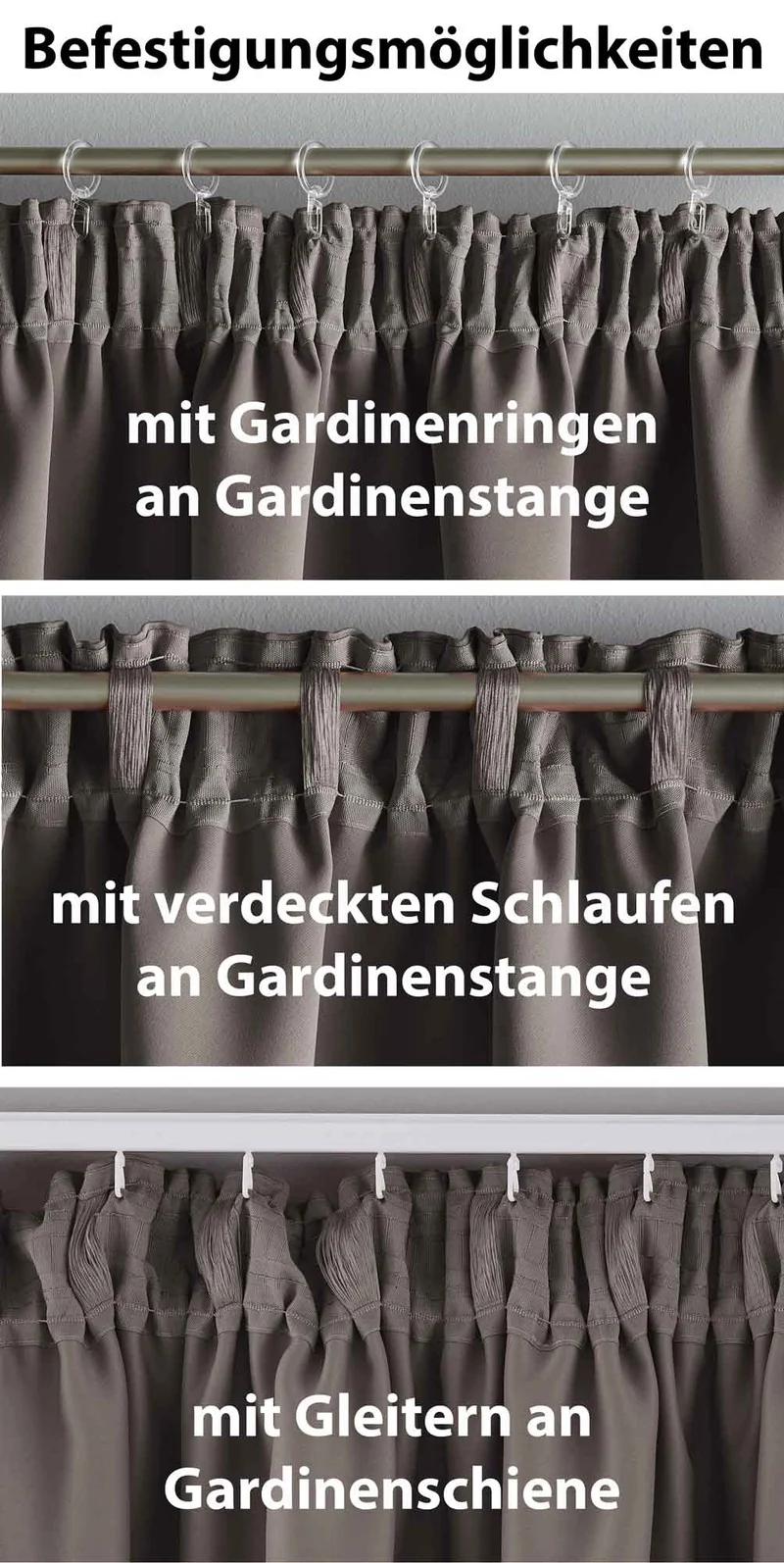 Vorhang Blickdicht »NewYork« verdeckte Schlaufen 1er-Pack Thermo-Gardine Verdunkelungsvorhang Blackout schalldämmend Kräuselband Raffhalter 202020610