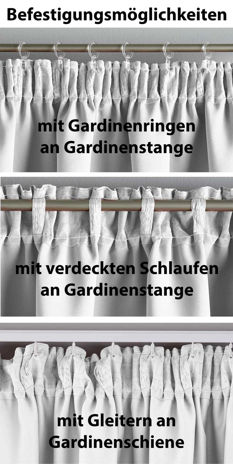 Vorhang Blickdicht »NewYork« verdeckte Schlaufen 1er-Pack Thermo-Gardine Verdunkelungsvorhang Blackout schalldämmend Kräuselband Raffhalter 202020610