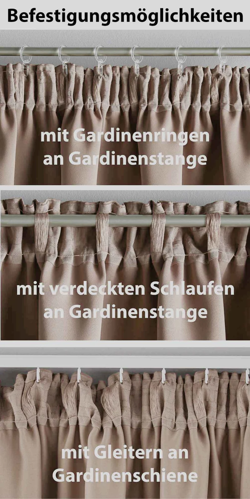 Vorhang Blickdicht »NewYork« verdeckte Schlaufen 1er-Pack Thermo-Gardine Verdunkelungsvorhang Blackout schalldämmend Kräuselband Raffhalter 202020610