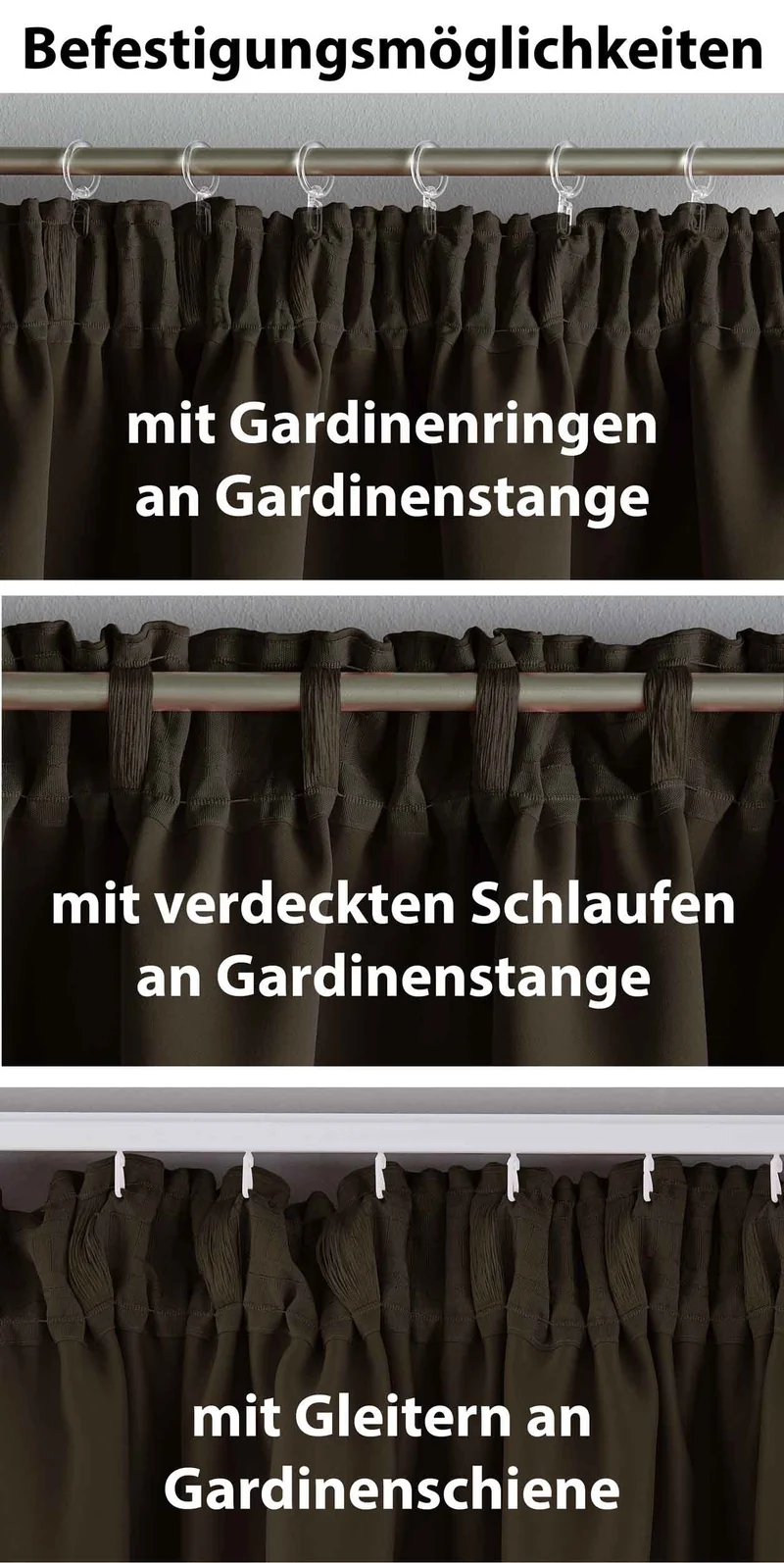Vorhang Blickdicht »NewYork« verdeckte Schlaufen 1er-Pack Thermo-Gardine Verdunkelungsvorhang Blackout schalldämmend Kräuselband Raffhalter 202020610
