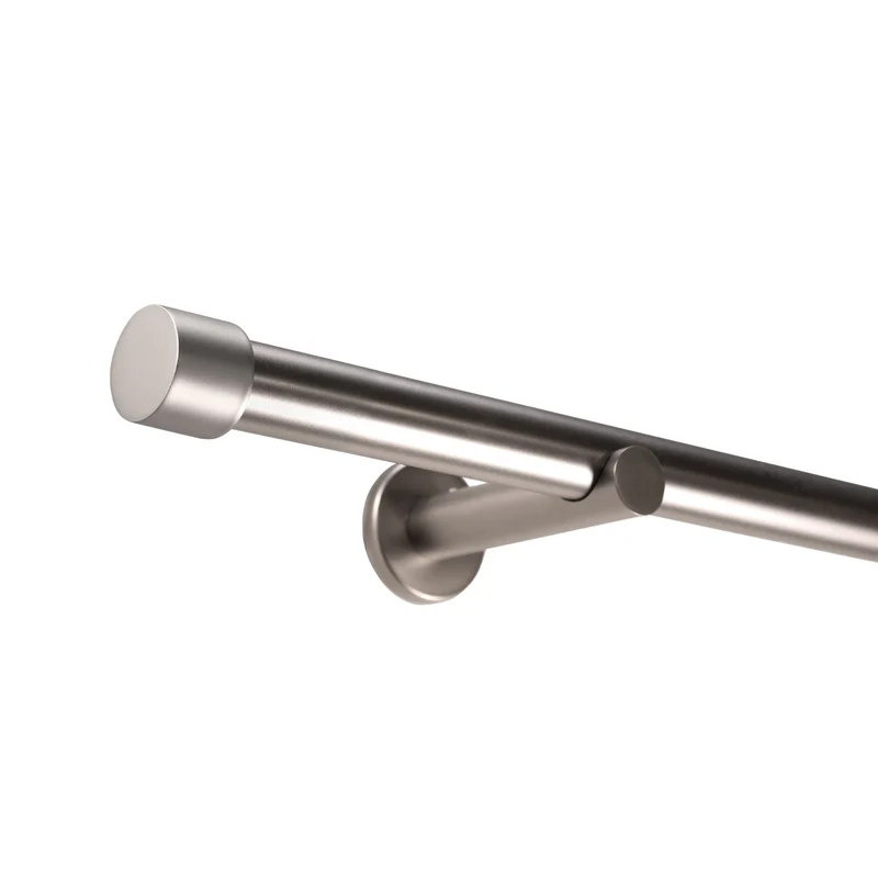 Gardinenstange auf Maß 25mm 1-läufig Edelstahl-optik mit Kappe - Serie Style