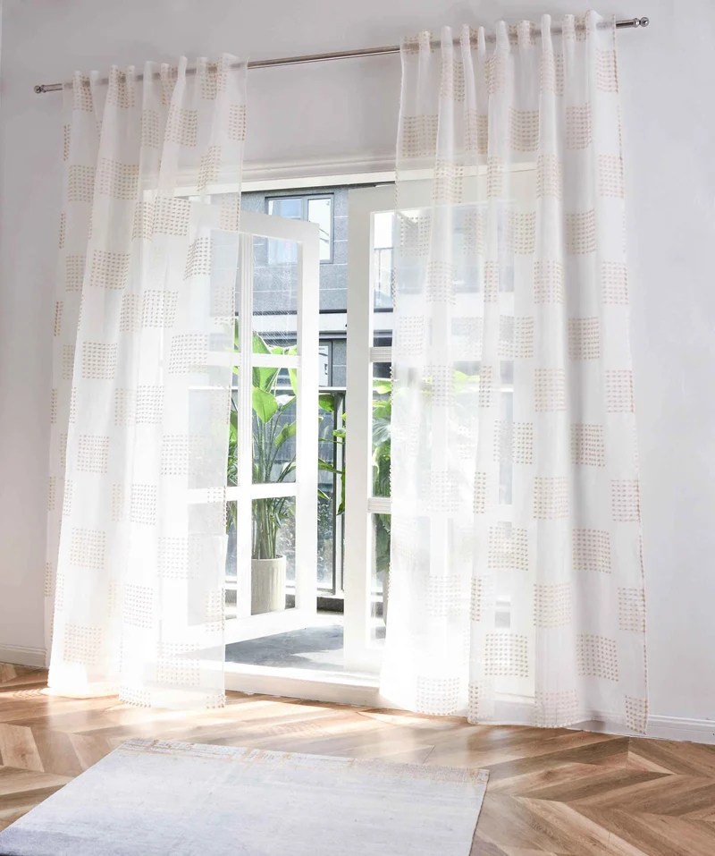 2er Set Gardine »VALENCIA« Multiband Aufhängung Scherli Transparent Leinen-Optik 2023400-408S-2