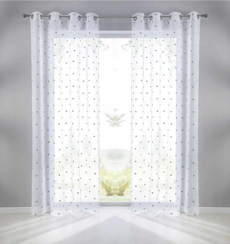 Gardine Ösen Schal Vorhang POMPEI Relief Stickerei Transparent Raffhalter 10000178