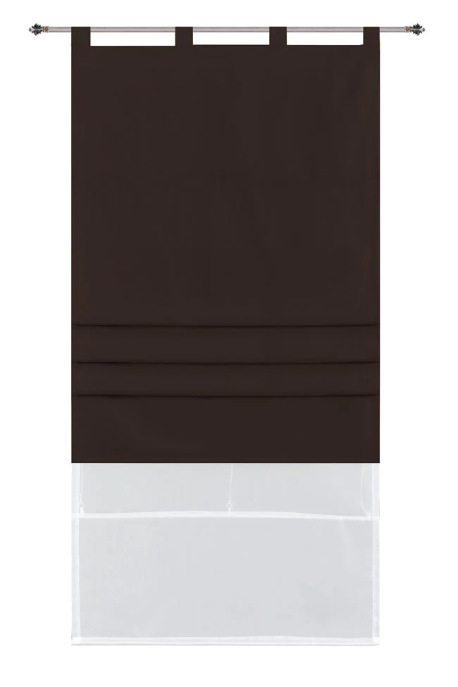Doppel Raffrollo Palma Microsatin matt Voile Faltgardinen Faltrollo Schlaufenrollo mit Universalgardinenband 20410