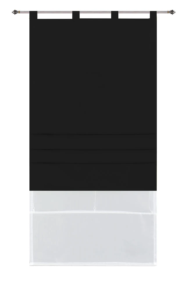 Doppel Raffrollo Palma Microsatin matt Voile Faltgardinen Faltrollo Schlaufenrollo mit Universalgardinenband 20410