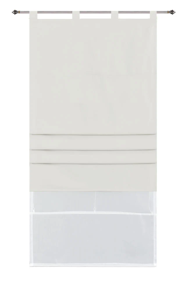 Doppel Raffrollo Palma Microsatin matt Voile Faltgardinen Faltrollo Schlaufenrollo mit Universalgardinenband 20410