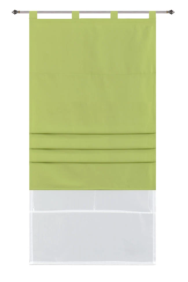 Doppel Raffrollo Palma Microsatin matt Voile Faltgardinen Faltrollo Schlaufenrollo mit Universalgardinenband 20410
