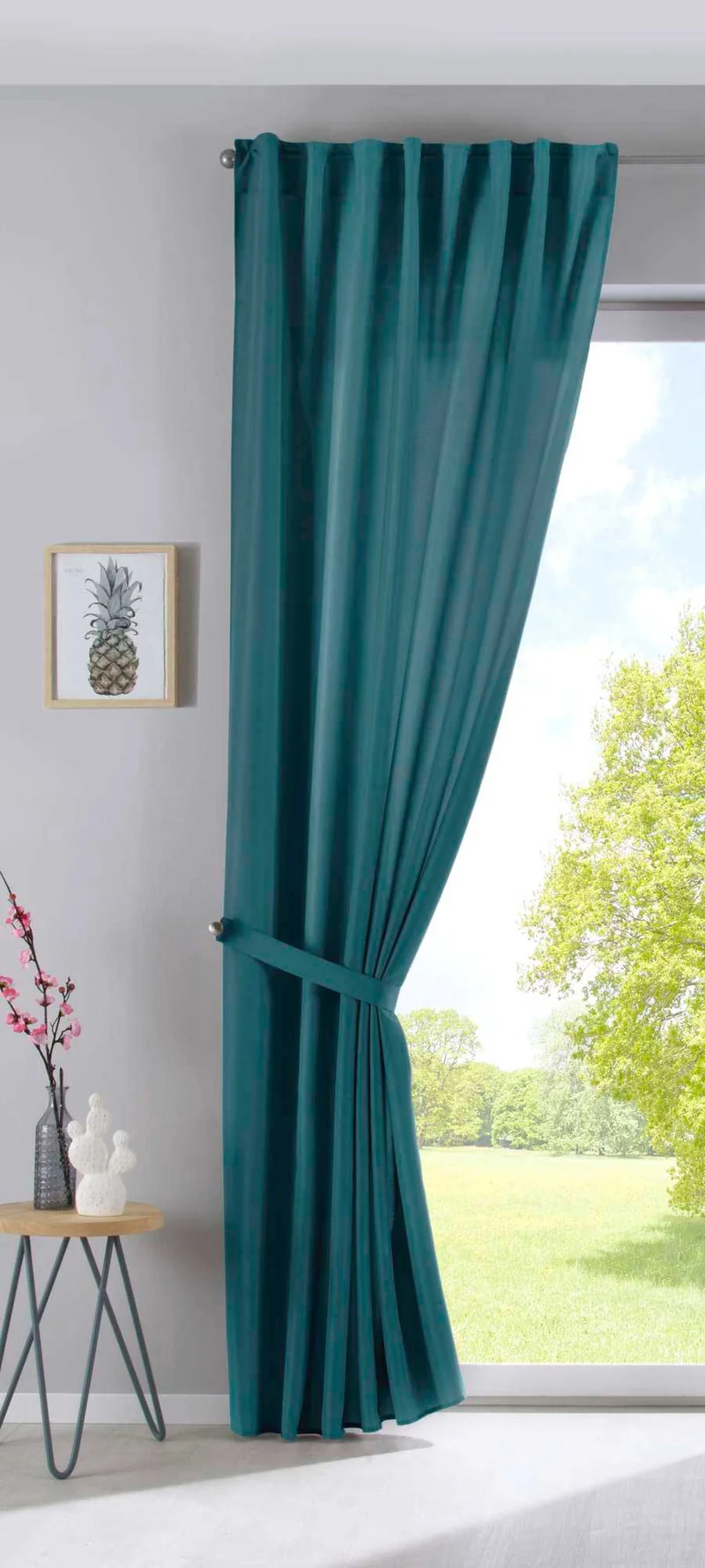 Vorhang Verdeckte Schlaufen Cationic »JENA« Blickdicht Leinen Optik Gardine Meliert Gardinenband mit Raffhalter 2019037